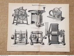Macchine Magnetoelettriche Tavola Del 1890 - Ante 1900