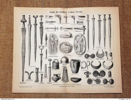 Età Dei Metalli Periodo Antico Geologia Tavola Del 1890 - Ante 1900