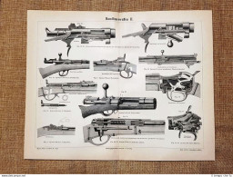 Meccanismi Di Pistole Armi (2) Tavola Del 1890 - Ante 1900