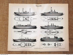 Navi Corazzate Marina Tavola Del 1890 - Ante 1900