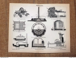 Il Processo Di Fabbricazione Dei Mattoni Industria Tavola Del 1890 - Ante 1900