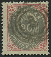 DÄNEMARK 28IIYA O, 1875, 20 Ø, Kopfstehender Rahmen, Wz. 1Y, Gezähnt K 14:131/2, Pracht, Mi. 36.- - Gebruikt