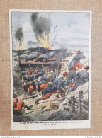 Retrocopertina La Domenica Del Corriere Del 1914 Truppe Francesi In Trincea WW1 - Sonstige & Ohne Zuordnung