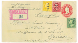 P2844 - USA, PRINTED 2 CENT COVER WITH A TRICOLOR FRANKING MAKING THE 15 CENT RATE FOR REGISTRATION TO EUROPE, 1911 - Lettres & Documents