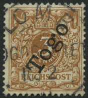 TOGO 1b O, 1898, 3 Pf. Hellockerbraun, Stempel LOME, Pracht, Mi. 30.- - Togo