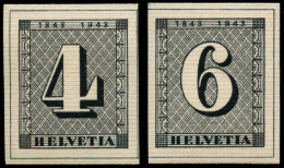 SCHWEIZ BUNDESPOST 417/8 **, 1943, Einzelmarken 100 Jahre Briefmarken, Pracht, Mi. 60.- - Ungebraucht