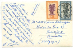 Congo Léopoldville 1 Oblit. Keach 10(-Q) Sur C.O.B. 285 + 289 Sur Carte Postale Vers Boitsfort Le 26/08/1948 - Lettres & Documents