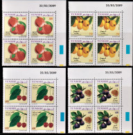 2009- Tunisie - Y&T 1639-- 1642 -Fruits De Tunisie - Série Complete - 4bloc De 4coin Daté 16V MNH***** - Obst & Früchte