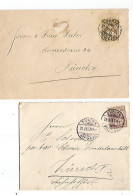 Suisse Issue 1892799 Numbers On Coat-of-Arms C.2 & C.5 Solo Franking #2 Local Cvs Zurich 1897 & 1900 - Marcophilie