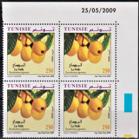 2009- Tunisie - Y&T 1639 -Fruits De Tunisie - La Néfle  - Bloc De 4coin Daté  4V MNH***** - Agricoltura