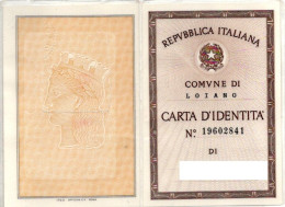 CARTA D'IDENTITA' EMESSA A LOIANO 1992 - Cachets Généralité