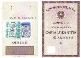 CARTA D'IDENTITA' EMESSA A TARANTO 2007 - Cachets Généralité