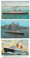 3 Postcards Lot United States Line SS United States New York Harbour & Painting One Posted 1962 Others Unposted - Paquebots