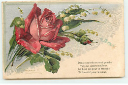 N°19157 - Carte Gaufrée - C. Klein - Dans Ce Monde Ou Tout Penche ... - Rose Et Brins De Muguet - Klein, Catharina