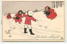 N°19154 - Pauli Ebner - MM Vienne N°468 - Garçon Montrant Un Cochon Dessiné Dans La Neige à Des Fillettes - Ebner, Pauli