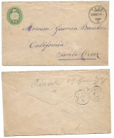 Suisse  PSE C.25 Ecusson Thun 29dec1897 To USA Santa Cruz California With New York Postage Paid Duplex 11jan - Marcophilie