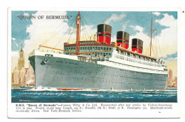 Postcard Furness Bermuda Line Liner RMS Queen Of Bermuda Valentines Unposted - Paquebots