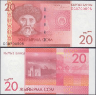KYRGYZSTAN - 20 Som 2016 P# 24 Asia Banknote - Edelweiss Coins - Kirguistán