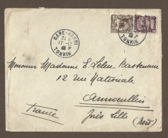 !!! INDOCHINE, LETTRE DE HANOI, TONKIN VIA ANNAM, TOURANE POUR LA FRANCE DE 1934, CACHET D'ARRIVÉE DE 1935 - Briefe U. Dokumente