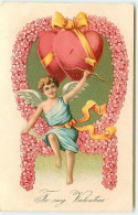 N°12540 - Carte Gaufrée - To My Valentine - Cupidon Sous Une Arche De Coeurs - Valentine's Day