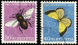 SCHWEIZ BUNDESPOST 553/4 O, 1950, 30 C. Honigbiene Und 40 C. Heufalter, 2 Prachtwerte, Mi. 36.- - Oblitérés