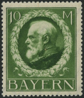 BAYERN 108IIaA *, 1916, 10 M. Kriegsdruck Auf Schwach Bläulichem Zellstoffpapier, Gezähnt, Falzrest, Pracht, Mi. 50.- - Ungebraucht