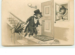 N°8345 - Carte Fantaisie  Gaufrée - Première Infidélité - Chats Habillés - Animaux Habillés