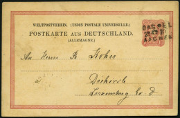 BAHNPOST DR P 8 BRIEF, Cassel-Aachen, L3 Auf 10 Pf. Ganzsachenkarte Von 1883, Feinst - Franking Machines (EMA)