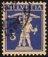 SCHWEIZ BUNDESPOST 199z O, 1933, 3 C. Lilaultramarin Auf Mattgelblichorange, Geriffelter Gummi, Pracht, Mi. 30.- - Used Stamps