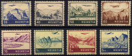 SCHWEIZ BUNDESPOST 387-94 *, 1941, Flugzeug über Landschaften, Falzreste, Prachtsatz - Gebraucht