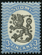 FINNLAND 91Aa *, 1921, 3 M. Hellblau/schwarz, Gezähnt A, Falzreste, Pracht, Mi. 50.- - Oblitérés