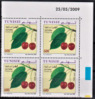 2009- Tunisie - Y&T 1640 -Fruits De Tunisie - La Cerise  - Bloc De 4coin Daté  4V MNH***** - Tunisia (1956-...)