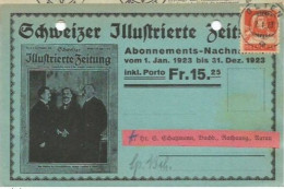 Suisse Schweitzer Illustrierte Zeitung Card Olten 2jan1923 To Aarau With G.Tell C.25 Orange Solo - Marcophilie