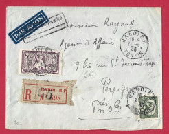 !!! INDOCHINE, LETTRE RECOMMANDÉE PAR AVION DE HANOI, TONKIN POUR LA FRANCE DE 1933, LIAISON SAIGON-MARSEILLE - Airmail