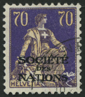 VÖLKERBUND (SDN) 21x O, 1924, 70 C. Dkl`blauviolett/mattbraunocker, Normales Papier, Pracht, Mi. 45.- - Service