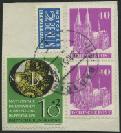 BUNDESREPUBLIK 141 BrfStk, 1951, 10 Pf. NBA Mit Bauten-Zusatzfrankatur Auf Prachtbriefstück, Mi. (50.-) - Gebraucht