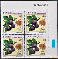 2009- Tunisie - Y&T 1641 -Fruits De Tunisie - La Figue  - Bloc De 4coin Daté  4V MNH***** - Tunisia (1956-...)