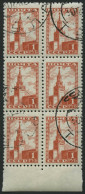 SOWJETUNION 1245Ix O, 1948, 1 R. Moskauer Kreml, Type I, Normales Papier, Im Sechserblock, Pracht - Gebruikt