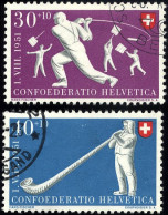 SCHWEIZ BUNDESPOST 558/9 O, 1951, 30 C. Und 40 C. Volksspiele, 2 Prachtwerte, Mi. 37.- - Used Stamps
