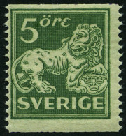 SCHWEDEN 175IWAI *, 1925, 5 Ö. Grün, Getöntes Papier, Ohne Wz., Senkrecht Gezähnt 13, Falzreste, Pracht - Oblitérés