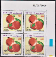 2009- Tunisie - Y&T 1642 -Fruits De Tunisie - La Pêche  - Bloc De 4coin Daté  4V MNH***** - Tunisia (1956-...)