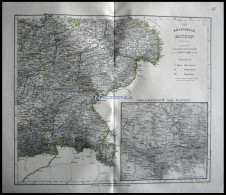 Generalkarte, Der Südöstliche Teil, Grenzkolorierter Stahlstich Aus Meyers Hand-Atlas, 1875 - Otros & Sin Clasificación