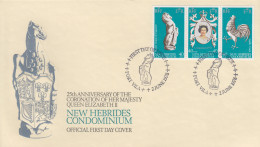 Enveloppe  FDC  1er Jour   NOUVELLES  HEBRIDES   25éme  Anniversaire  Couronnement  De  La  Reine  1978 - FDC