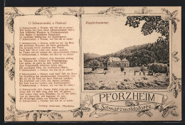 AK Pforzheim, Kupferhammer, Gedicht O Schwarzwald, O Heimat!  - Pforzheim