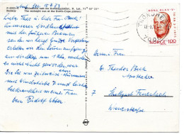 76572 - Norwegen - 1973 - 1Kr. 70.Geburtstag Olav V EF A AnsKte TRONDHEIM -> Westdeutschland - Storia Postale