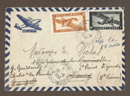 !!! INDOCHINE, LETTRE PAR AVION DE DJIRING, PLATEAUX-INDOCHINOIS POUR LA FRANCE DE 1950, CACHET DE DALAT AU VERSO - Luchtpost