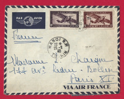 !!! INDOCHINE, LETTRE PAR AVION VIA AIR FRANCE DE HANOI, TONKIN POUR PARIS DE 1940 - Poste Aérienne