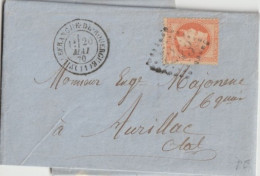 1870 - EMPIRE LAURE - 40c SEUL Sur LETTRE 2° ECH. De VILLEFRANCHE DE ROUERGUE (AVEYRON) => AURILLAC - 1863-1870 Napoleone III Con Gli Allori