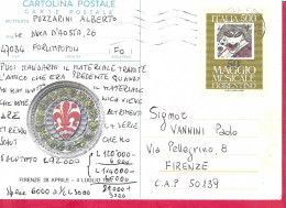 INTERO CARTOLINA POSTALE MAGGIO MUSICALE FIORENTINO(INT. 209) VIAGGIATA DA PARMA FERRROVIA*23.5.87* PER FIRENZE - Postwaardestukken