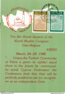 Turkish Cyprus Zypern Chypre Cipro " 1980 World Islam Congress" Maximum Card - Altri & Non Classificati